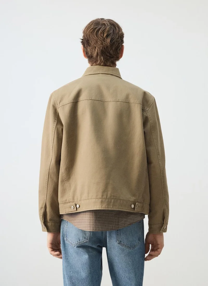 مانجو مان Corduroy collar denim jacket